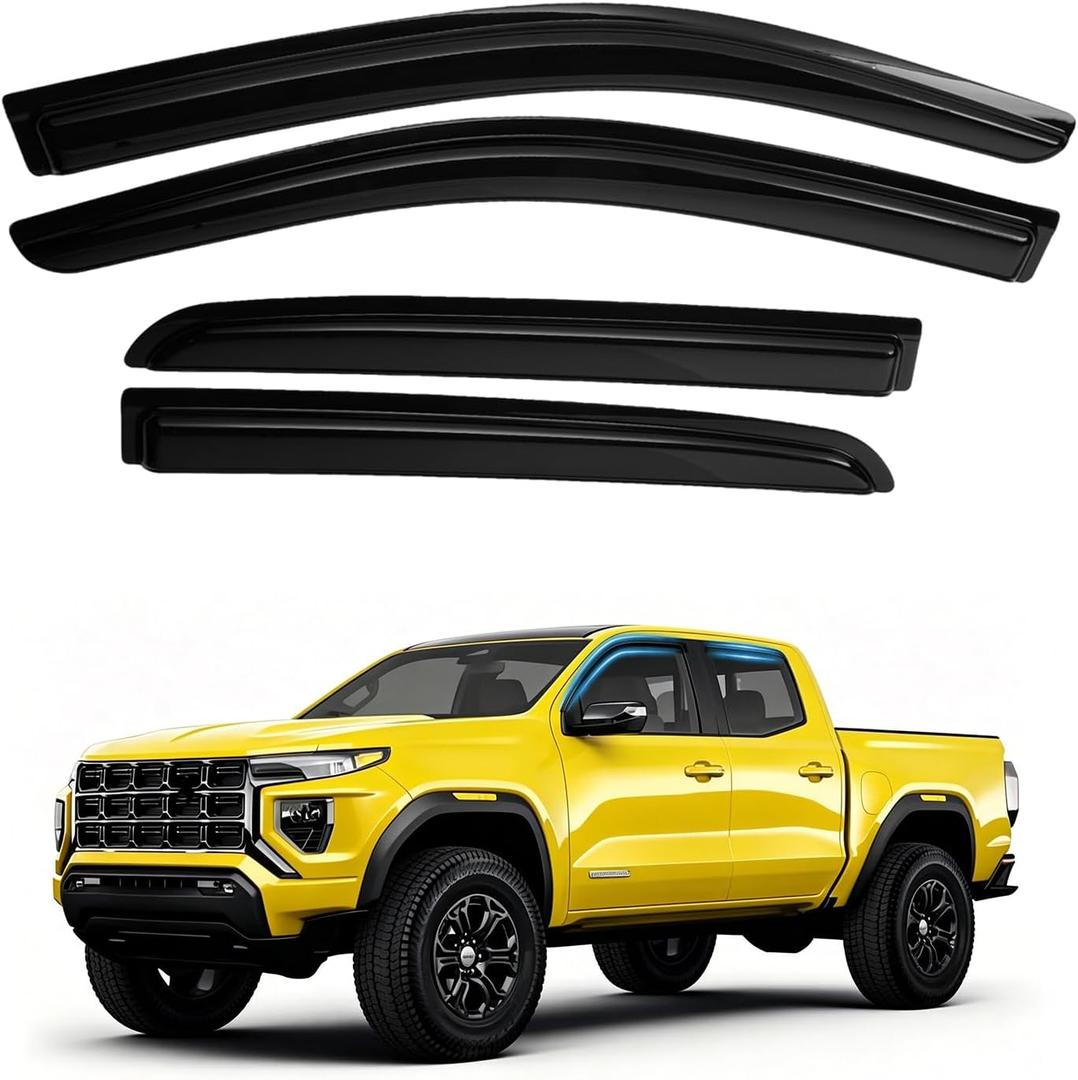 Colorado Rain Guard - Window Visors for Chevrolet Colorado/GMC Canyon 2023-2025 2026, Out-Channel Side Window Rain Guards for Colorado, 4PCS, Black, Car Accessories