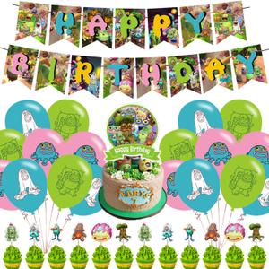 Singing Monsters Happy Birthday Decorations - Monster Theme Party Supplies with Banner, Cupcake Toppers, Balloons, Favors