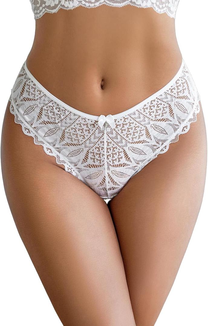 Avidlove Womens Underwear Lace Cheeky Panties Criss Cross Back Bikini Thongs Sexy Undies, Small