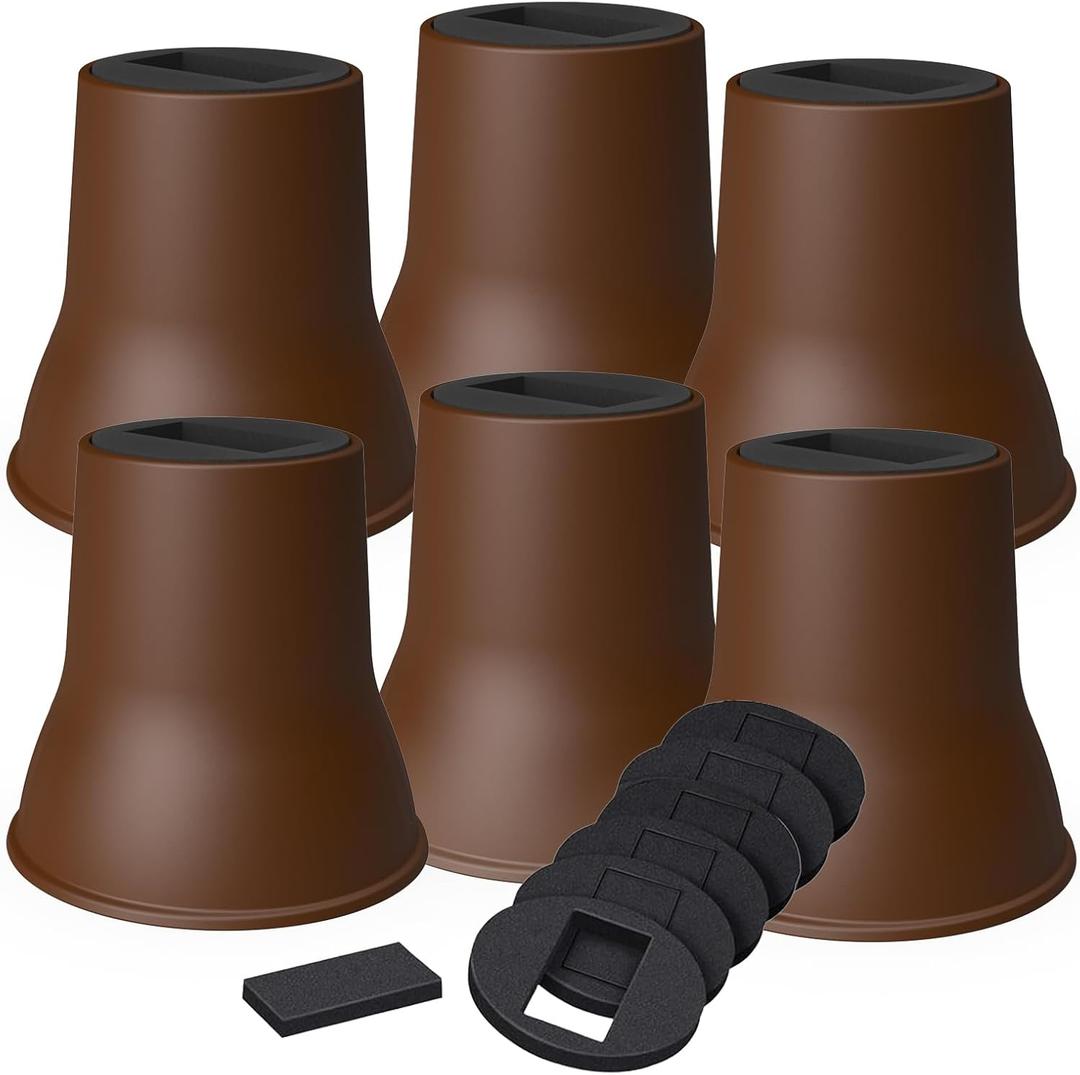 MYMULIKE Bed Risers 6 Inch, 6 Pack Heavy Duty Bed Furniture Risers, Lift Up to 2200lbs Round Couch Risers for Sofas, Couches, TV Stands and Chairs (Brown)