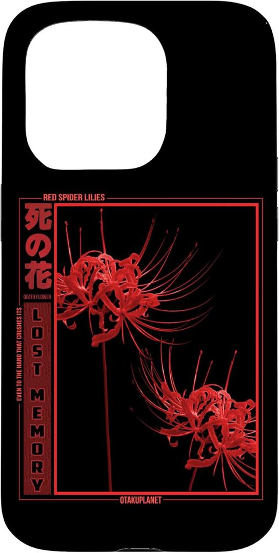 Japanese Spider Lily Flower Lover Anime Aesthetic Manga Case for iPhone 15 Pro