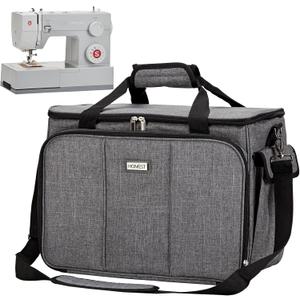 HOMEST Sewing Machine Carrying Case with Multiple Storage Pockets, Universal Tote Bag with Shoulder Strap Compatible with Most Standard Singer, Brother, Janome, Grey (Style 1)
