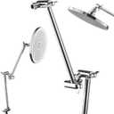 VEVOR Shower Head Extension Arm, 16 inches, Brass Shower Arm Extender with Flexible Adjustable Angle Height, Chrome Finish, G1/2 Universal Thread Connector Compatible, for Rain & Handheld Showerhead