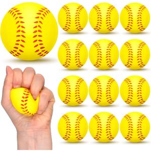 Minatee 12 Pieces Mini Softballs Foam Softball, Stress Balls 2.5' Sports Balls Goodie Bag Stuffers, Small Squeeze Anxiety Bulk Ball, Birthday Gift School Carnival Party Favors Supplies