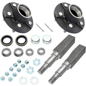 FKG Trailer Hub Spindle Kit 5 Bolt on 4.5" Bolt Circle Fit for 3,500 lb. axles with 1-3/8 Inch to 1-1/16 Inch Tapered Spindles, Set of 2