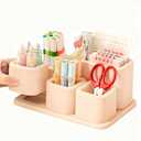 Cute Desk Organizer Countertop – Pen Holder 5 Removable Small Plastic Brush Holder for Bathroom Vanity Desktop, Cosmetic/Skincare/Stationery Storage Display Desk Organizer, for Minimalist Counter