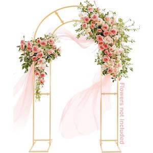 GRENTY Open Arch Backdrop Stand,7.2 FT Metal Double Arch Backdrop Frame U Shaped Wedding Arches for Wedding Ceremony, Baby Shower, Birthday Party, Graduation Party (Gold)