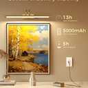 23.6 Wireless Rechargeable Picture Light with Remote, Large Battery Operated Wall Light for Paintings & Art, Dimmable LED Gallery Lamp with Timer, Adjustable Metal Design, Electroplated Gold Finish