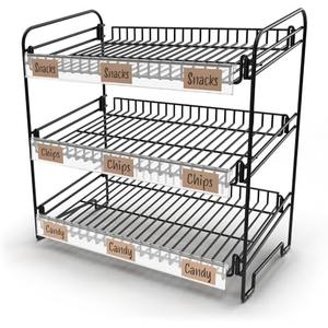 DS THE DISPLAY STORE Black 3 Tier Candy Display Rack – Chip Display for Snack Vendors, Food Trucks, Concession Stands & Retail Storefronts