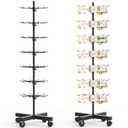 Retail Rotating Display Stand 7 Tier, Display Rack with Hooks for Store Display Movable Shop, Display Spinner Stand for Snacks Jewelry Keyring Hats Socks Toys