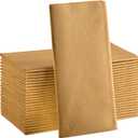 Gold Paper Napkins | Linen Feel Guest Disposable Cloth Like Dinner Napkins | Hand Towels | Soft, Absorbent, Paper Hand Napkins for Kitchen, Bathroom, Parties, Weddings, Dinners | 50 Pack