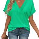 T Shirts Short Sleeve V-Neck Tees Womens Tops Beach Vacation Fashion Clothes 2026 Casual Summer Spring Fall Outfits, XL