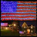 FUNIAO (New) American Flag Lights, 420 LED USA Flag, Outdoor Waterproof Patriotic Lights Hanging Ornaments for Memorial Day, 4th of July, Labor Day, Presidential Election, Christmas