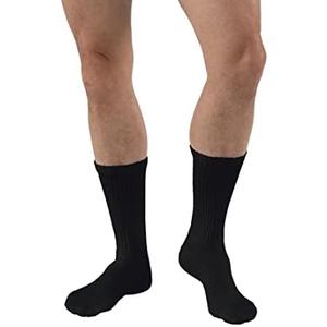 JOBST SensiFoot Diabetic Compression Socks for Men and Women 8-15 mmHg with Seamless Toe and Moisture Management - Extra Padding in Toe, Foot, and Heel Area - Crew Length - Closed Toe - Black, M