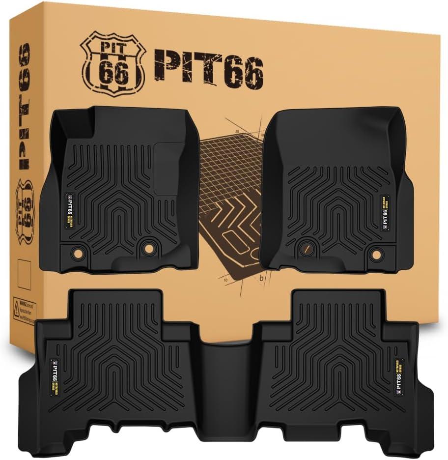 PIT66 Mats Cargo Liners Compatible with Toyota 4Runner 2013-2024/ Fit Lexus GX460 2014-2023 (Heavy Duty) TPE 3-Piece Premium,Black ((Heavy Duty) Fit Toyota 4Runner 2013-2024)