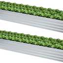 2 Pack 12x4x1FT Galvanized Raised Garden Bed Kit, Outdoor Metal Planter Box for Vegetables, Bottomless Rectangular Gardening Bed with Support Rods, Tool-Free Assembly, Silver