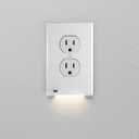 AMERELLE Universal LumiCover Wallplate with Built-In Night Light, Standard Duplex, White, 4-Pack - Easy DIY Installation, Convenient Low-Profile Design, for GFCI Outlets