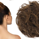 Human Hair Messy Bun Hairpiece Brown with Highlights, Perfect for Voluminous Natural Look, Easy to Use and Style, Comfortable All-Day Wear, Versatile for Any Occasion