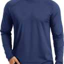 TACVASEN Mens Thermal Fleece Shirt Mock Turtle Neck Base Layer Long Sleeve Athletic Warm Undershirt Winter Running Tops (Blue, L)