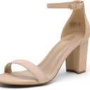 DREAM PAIRS Women's Chunk Low Heel Pump Sandals (7.5)