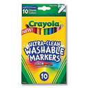 Crayola Ultra-Clean Washable Markers, Fine Line Multicolor, 10 Count