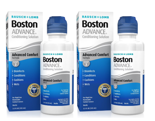 Boston Advance Conditioning Solution, Conditions & Wets Rigid Gas Permeable (RGP) Lens for Comfortable Wear, 3.5 Fl Oz (Pack of 2)