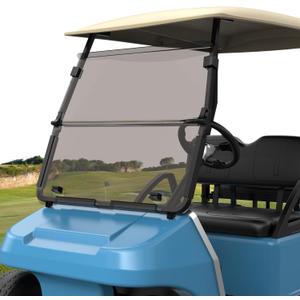 10L0L Golf Cart Windshields for Club Car DS (2000-up) HD Shatterproof Foldable Windproof Windshield UV Protection Golf Cart Front Windshield (Brown)