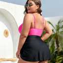 Women Plus Size Swim Dress Tummy Control One Piece Swimsuit Wrap Full Coverage Modest Bathing Suit Cute Tie Knot (Pink, XL)