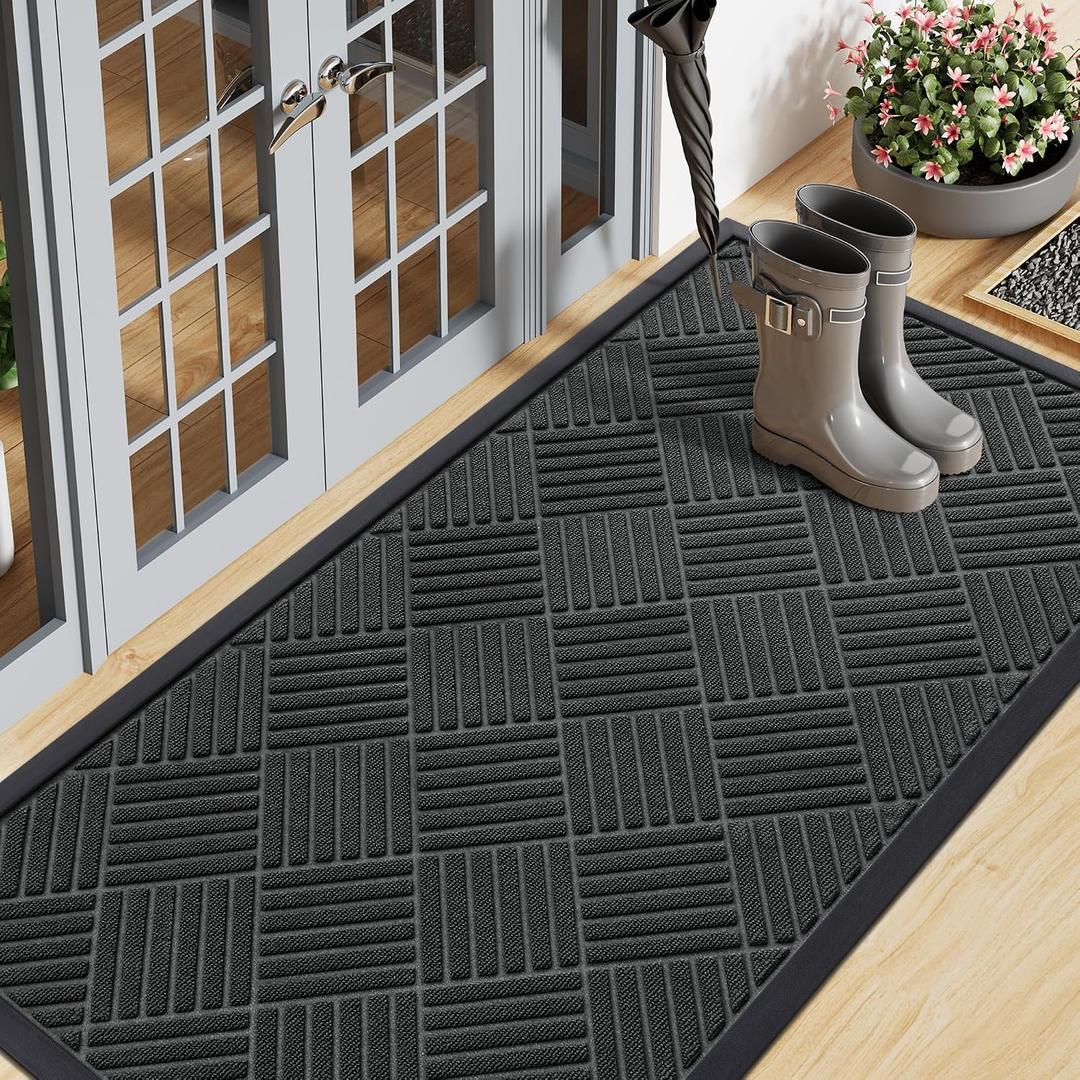Smiry Front Door Mat Outside Entrance, Natural Rubber Doormat, 59x20 Inch