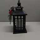 iStatue Metal Black Christmas Lantern with Flameless Candle, 14'' Modern Farmhouse Decor Festive Holiday Rustic Home Xmas Gifts for Indoor / Outdoor (Xmas)