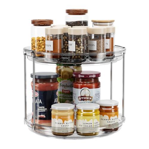 LAMU 2 Tier Lazy Susan Turntable Organizer 9.25'' Rotating Spice Rack Organization for Cabinet, Kitchen, Pantry, Countertop, Bathroom, Vanity, Medicine Cabinet Organizer, Grey