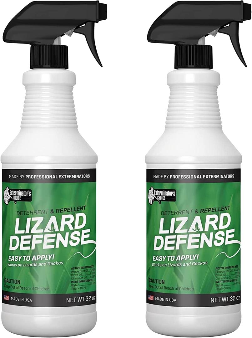 Exterminators Choice Lizard Defense Spray for Lizards & Geckos - 32 fl oz 2-Pack - Barrier That Keeps Geckos Away - Safe Around Kids & Pets