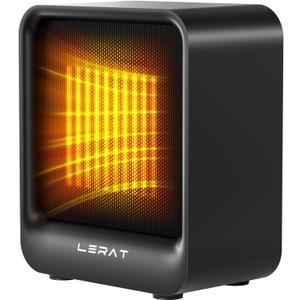 Lerat Space Heater, Portable Mini Heater for Indoor Use, 500W Fast Heating Small Desk Heater with Overheating & Tip-Over Protection, Lightweight Electric Heaters for Office, Home, Camping, Black