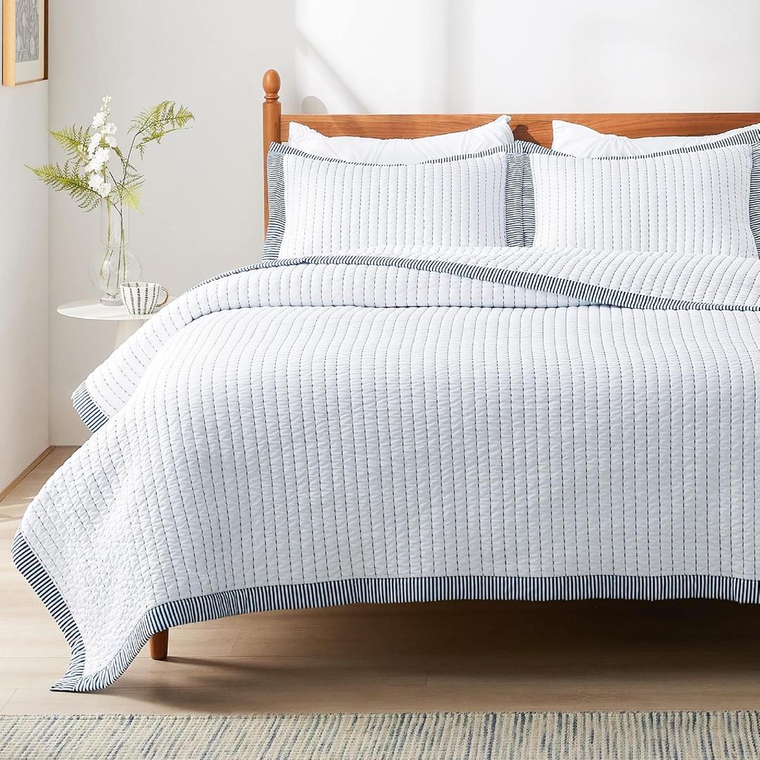 King Size 4 Piece Sheet Set - Comfy Breathable & Cooling Bed Sheets Set - Hotel Luxury Bedding for Women, Men, Kids, Teens, Boys & Girls - Deep Pockets, Soft, Wrinkle Free - Oeko-Tex - Blue Stripes 2