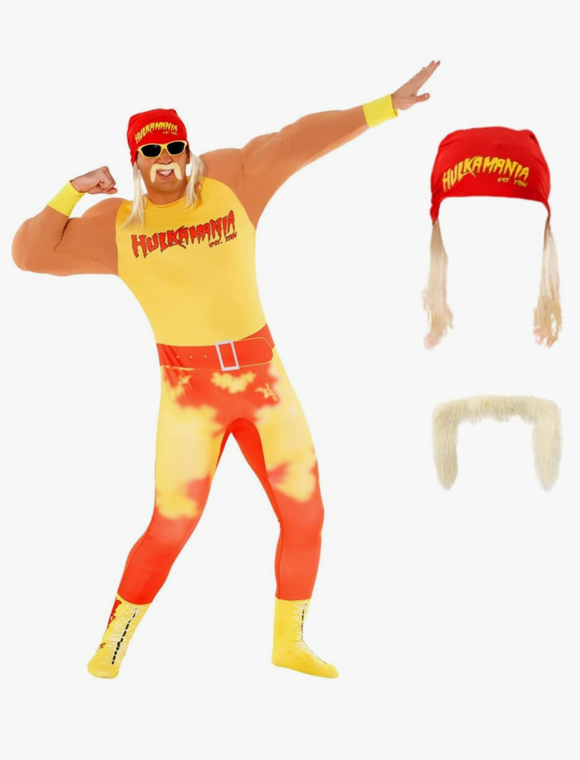 Morph Hulk Hogan Costume, Hulk Hogan Costume Adult, WWE Hulk Hogan Costume, Size XL