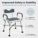 PELEGON Shower Chair for Elderly and Disabled (450lb) with Padded Armrests and Back, Adjustable Height Shower Seat, Heavy Duty Shower Chairs for Inside Shower, Handicap - Blue