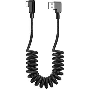 90 Degree Coiled USB Type C Cable,AICse USB A to USB C Cable (5.9ft 60W) Scalable Spring PD Type C Charging Cable for MacBook Pro 2020, iPad Pro, iPad Air 4, Galaxy S20, Switch, Pixel, Other USB C