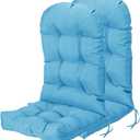 Waterproof Adirondack & Rocking Chair Cushion Indoor and Outdoor High Back Patio Cushions with Ties 43.3 X 19.7 Inch(Without Chair) (2, Peacock Blue)