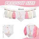 BOOMPA 1st Birthday High Chair Banner, Pink and White Tassel Garland, 40 inches, Girls Party Decoration (Pink-Y)