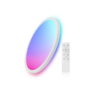 1 Pack 12 Inch Smart Ceiling Light Fixture, RGB LED Flush Mount Ceiling Light with Night Light, 24W 2400LM Ultra-Slim Ceiling Light with Remote, 16 Million DIY Colors, Works with Alexa/Google Home