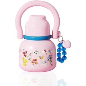 22 oz Leakproof Insulated Water Bottle with Handle Dual Lid Flowers | 316L Stainless Steel | Dual Drinking Options | BPA-Free | Steel | Cold 24H & Hot 12H | Wide Mouth Design | Easy Cleaning, Large