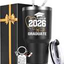 Lifecapido 2026 Graduation Gifts, Class of 2026 Graduate 30oz Insulated Tumbler with Keychain and Graduation Card, High School College Masters Degree PhD Graduation Gifts for Graduates, Black