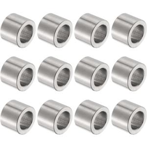 uxcell 12pcs Stainless Steel Spacer 10.2mm Bore x 16mm OD x 12mm Length Screw Bushing Plain Finish Round Metal Spacer for M10 Screws Bolts and Rods