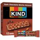 KIND Healthy Snacks Bars, Dark Chocolate Mocha Almond, Gluten Free, Low Sugar, High Fiber Snacks, 5g Protein, 12 Count (EXP 06/24/26)