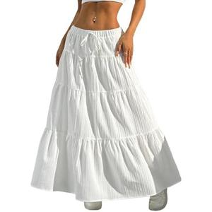 Verdusa Women's Boho Skirt Flowy Flared Ruffle Summer Long Maxi Skirts Going Out Outfits S
