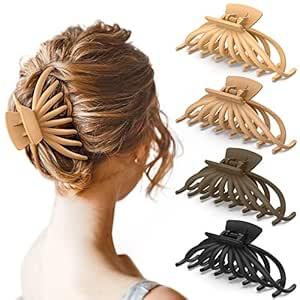 OPAUL Hair Clips for Thick Hair, 4 Pack - Extra Large Hair Claw Clips for Women, 4.75" Hair Accessories for Women Girls Gifts, Neutral 4 Colors: Blonde, Caramel, Chestnut, Black