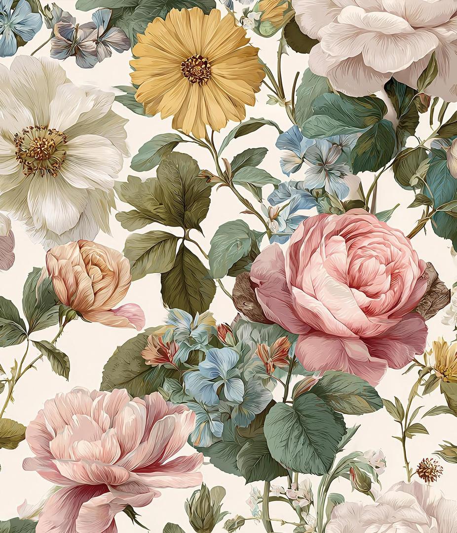 Orainege Vintage Floral Peel and Stick Wallpaper for Bedroom 16.9inx118.1in Floral Contact Paper Peel and Stick Self Adhesive Wall Paper for Bathroom Nursery Cabinets Decor Vinyl Roll (Multicolor)