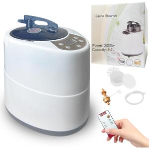 Sauna Steamer 4.2L, 2000W,Portable Upgrated Steam Generator,Large Stainless Steel Pot Generator, Home SPA Fumigation Steam Machine with Touch Button, Timer Display,Remote Control