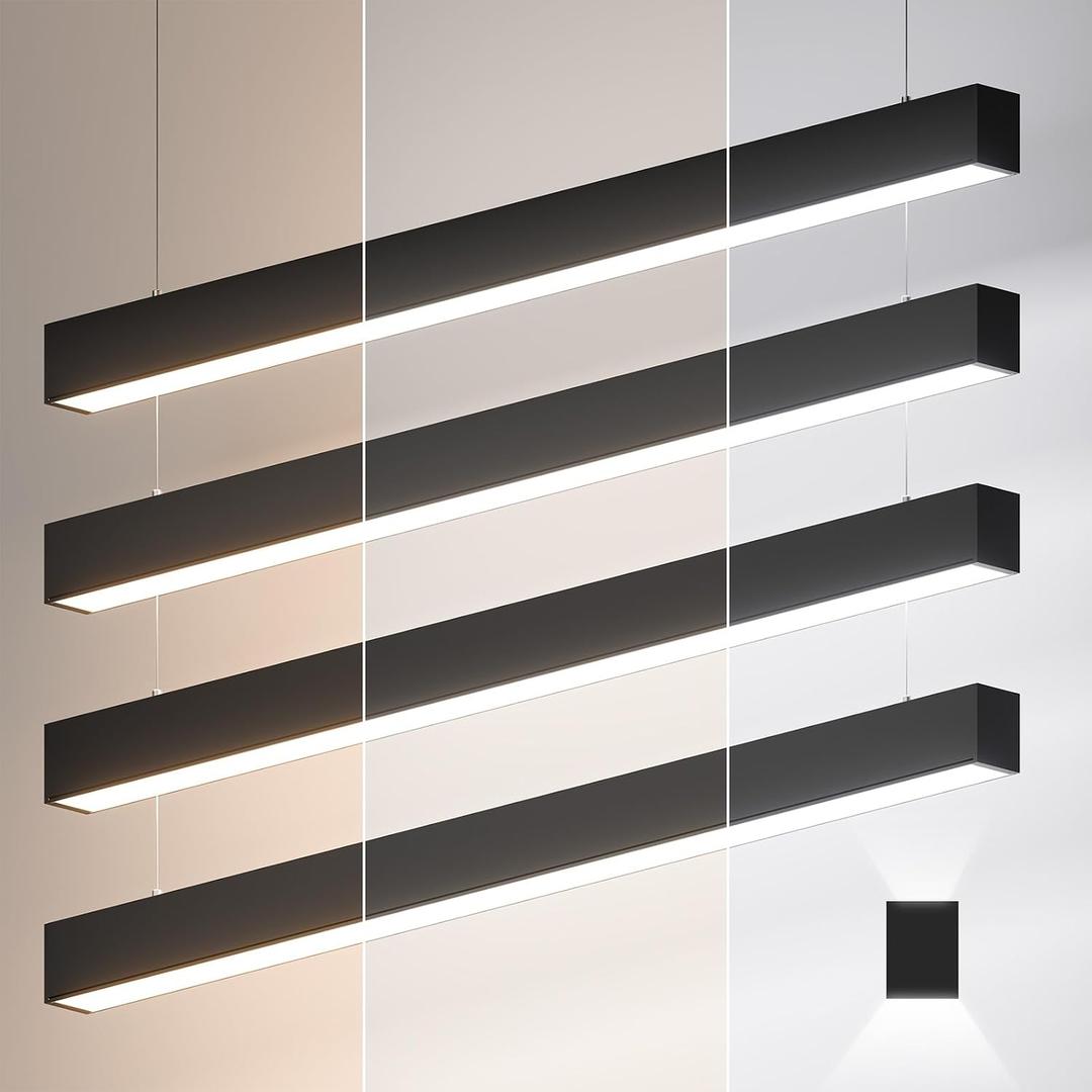 4FT LED Linear Lights 50/45/40/35/30W Up and Down Light, 3000/4000/5000K 4 Feet Commercial Shop Lighting for Office Garage Basement Shop Dining Room bar, Dimmable 4 Architectural Fixture-4Pack