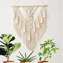 BMIDRUT Hanging Macrame Tapestry Woven Boho Wall Art Handmade Macrame Tapestry Home Wall Decor Wall Pediment 18x30 Inch (Beige)